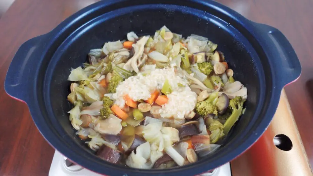 Once the soup is cooled enough, add some shio koji