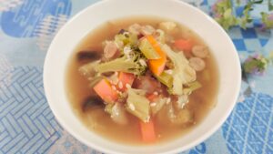 vegetable soup using shio koji in a bowl