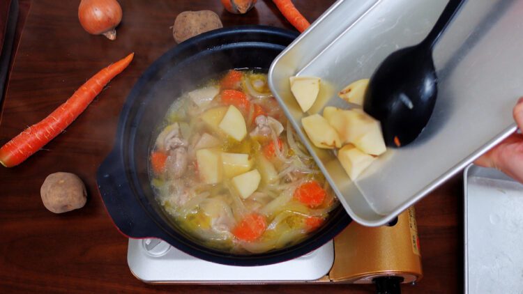 add the potatos and let it simmer