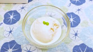 Tofu and Yogurt Ice Cream Using Shio Koji in a glass bowl