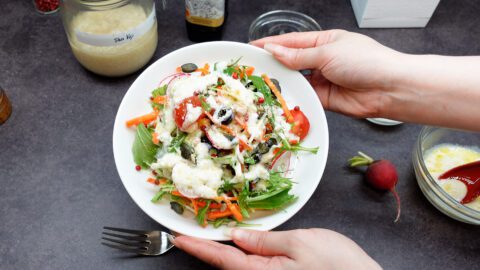 Yogurt Salad Dressing Using Shio Koji over salad