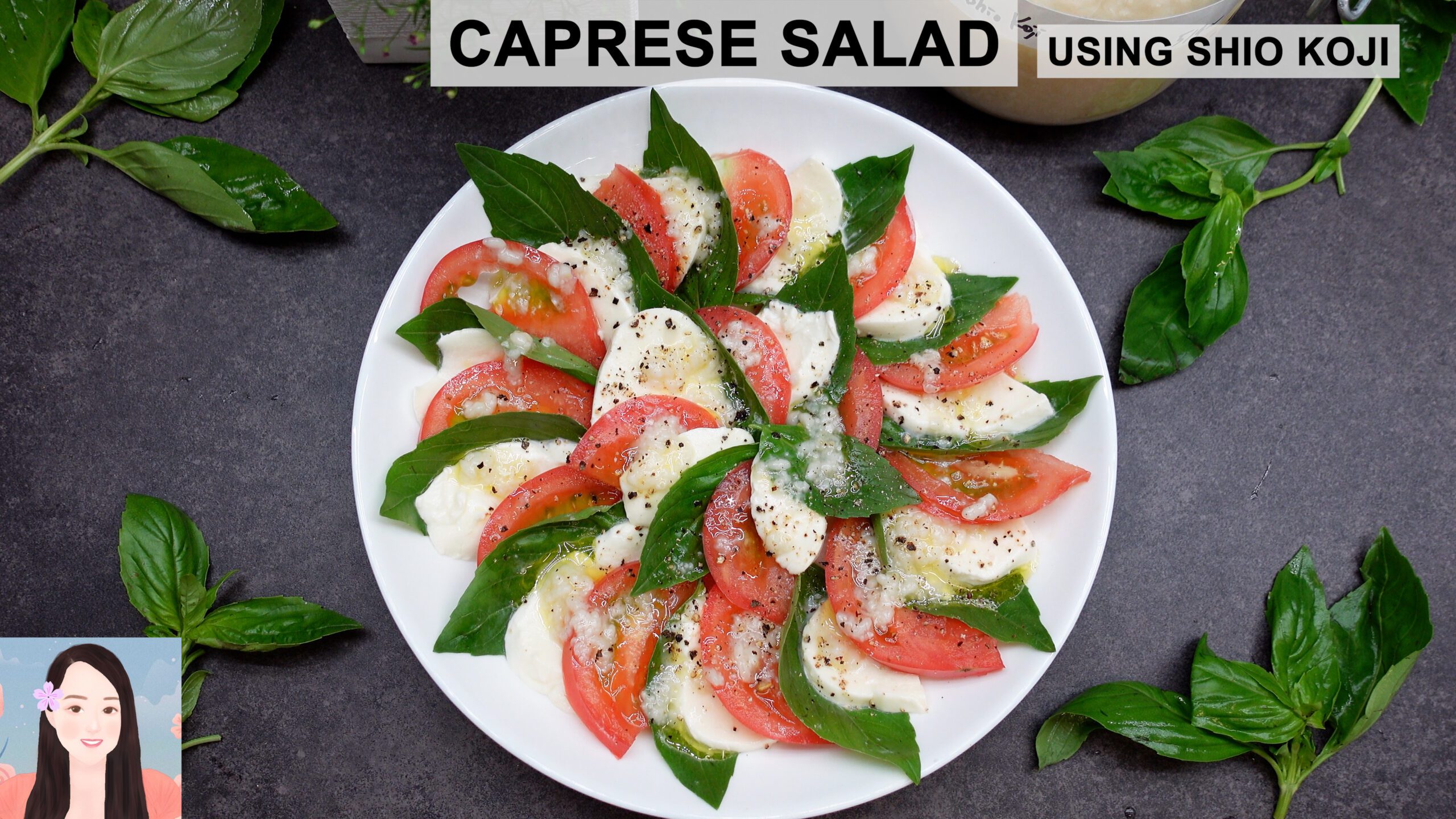 caprese salad using shio koji