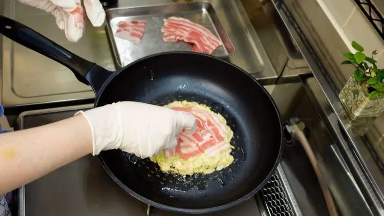 lay the pork slices on top