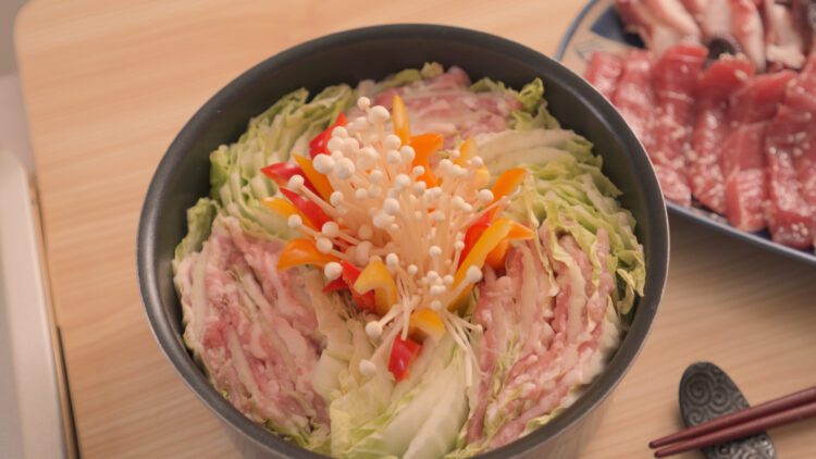Fill any gaps in the pot with more cabbage and/or other vegetables