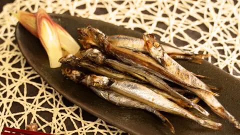 Japanese Grilled Smelts (Shishamo) on a plate