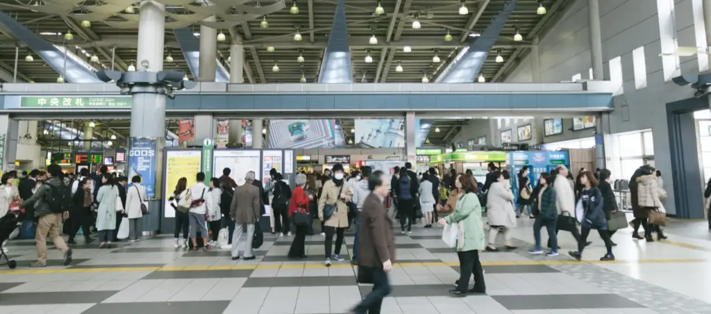 japanese people walking around