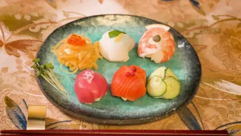 keto sushi no rice on a plate