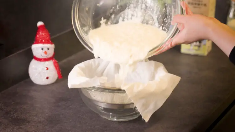 Pour kefir onto the cloth