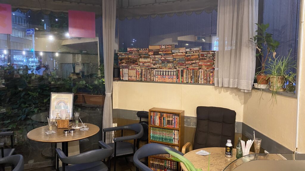 Comic books stacked inside Marielle