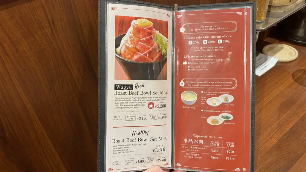 their english menu