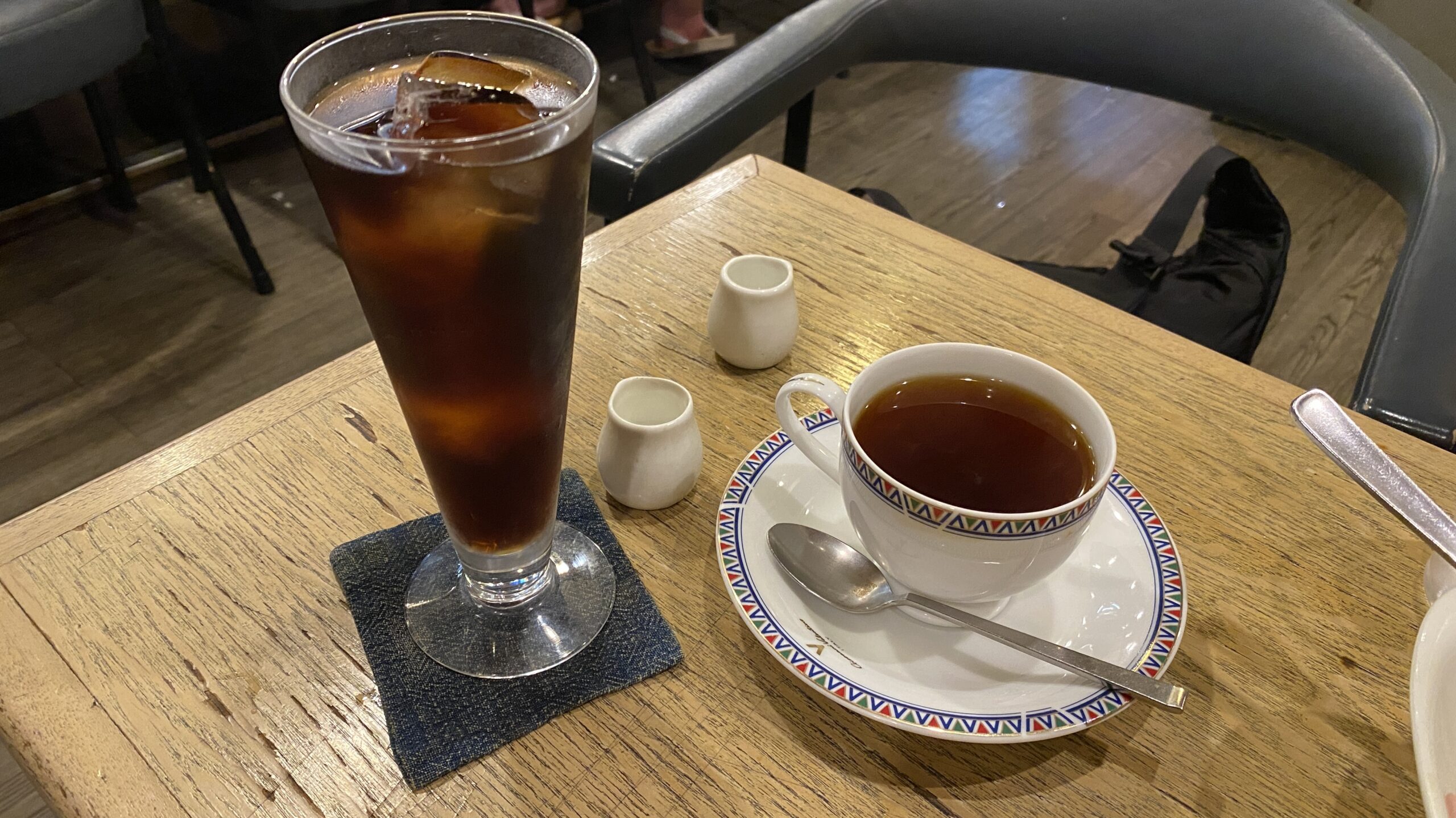Iced coffee and hot coffee