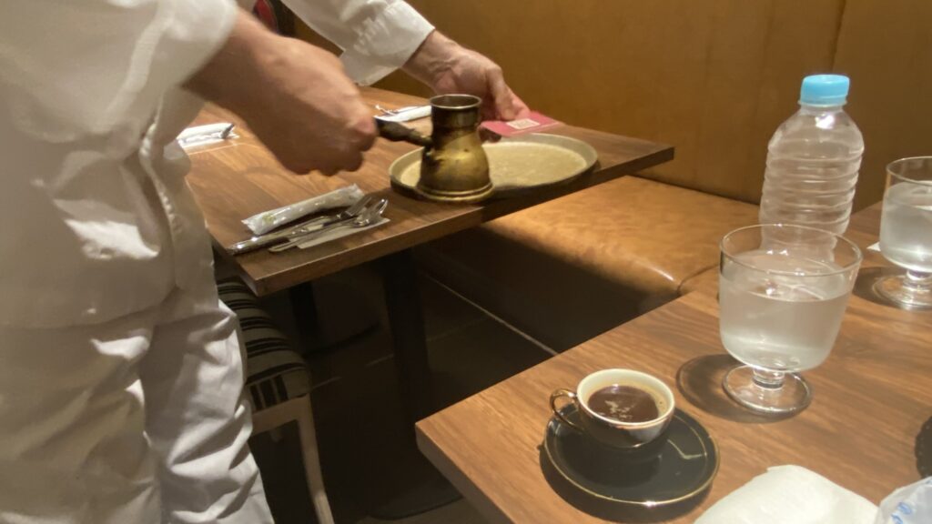 Chef serving us Lebanon coffee