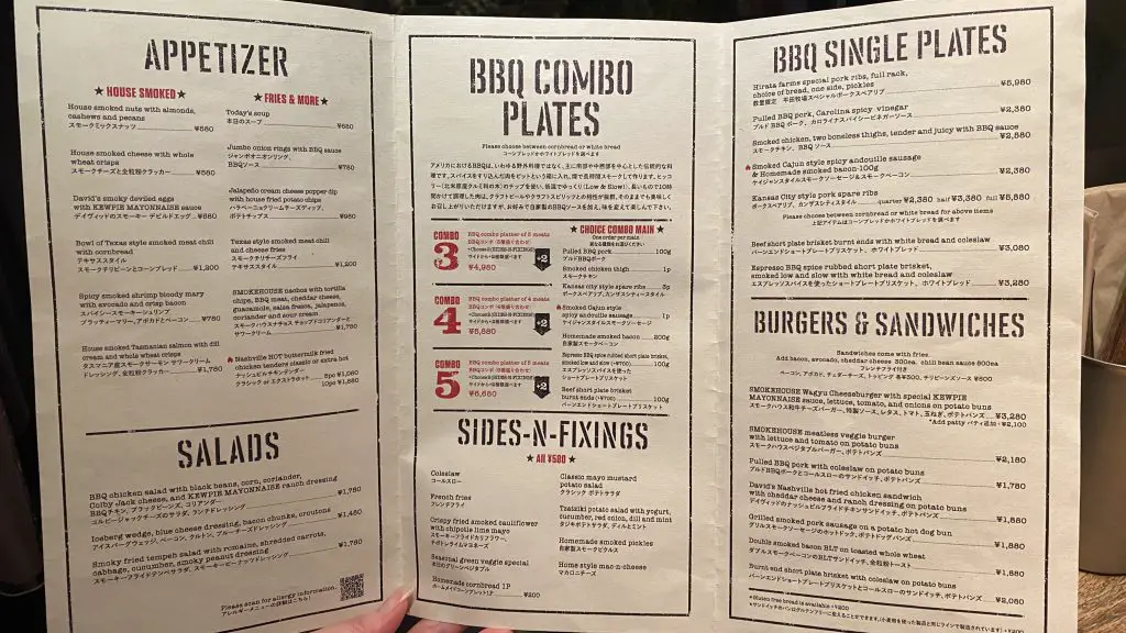 Menu at SMOKEHOUSE