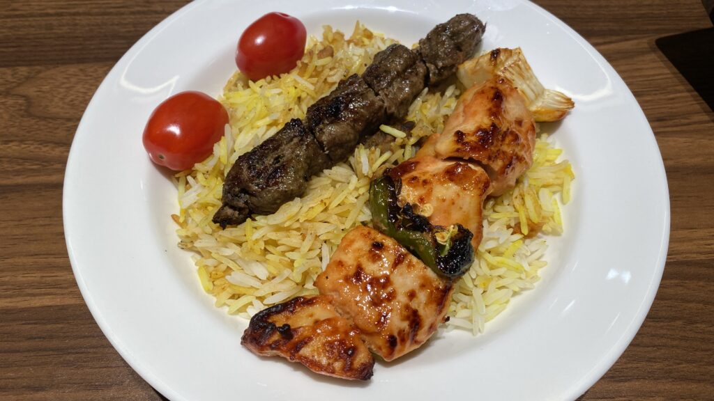 Shish Kebabs Chicken & Beef with Lamb Biriyani Kabsa