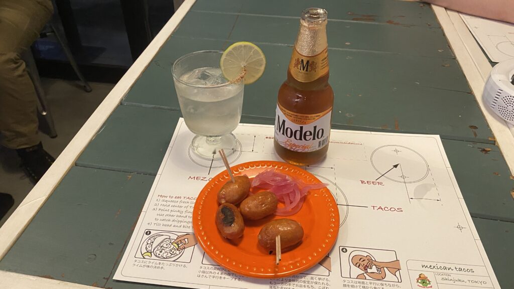 Spicy Chorizo Sausage and Mexican drinks