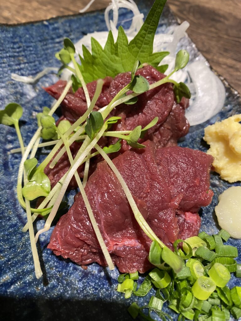 horse sashimi at Kyushu Sumibi Sakaba Batten Hanare