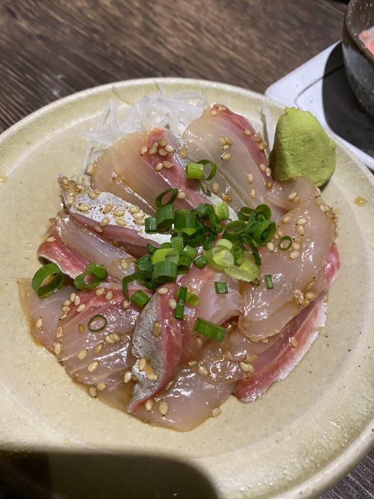 sesame amberjack at Kyushu Sumibi Sakaba Batten Hanare