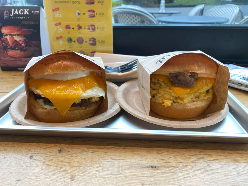 two sandwiches on a tray